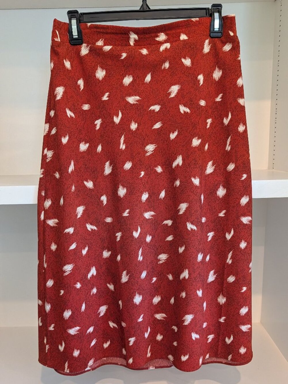 Pleione Midi Skirt Rust Red Abstract Print